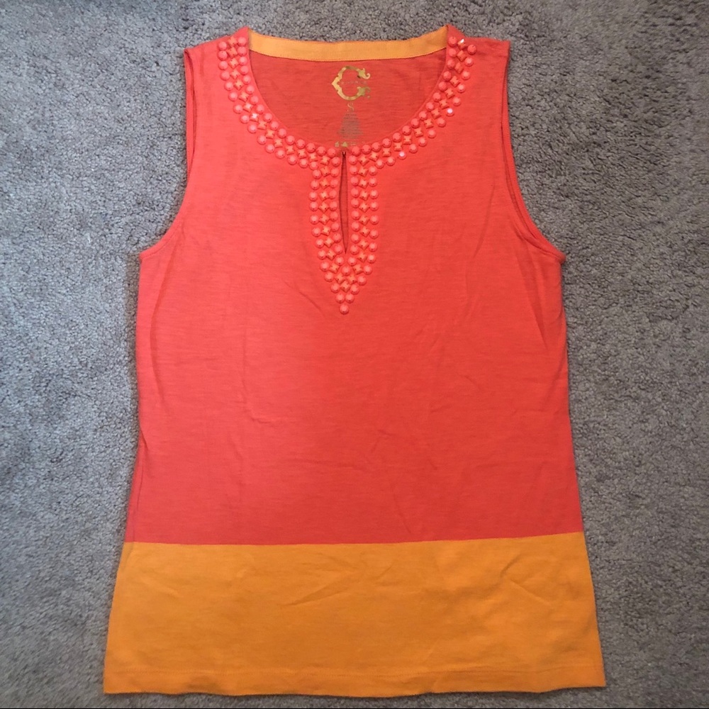 C Wonder sleeveless blouse orange and coral rare